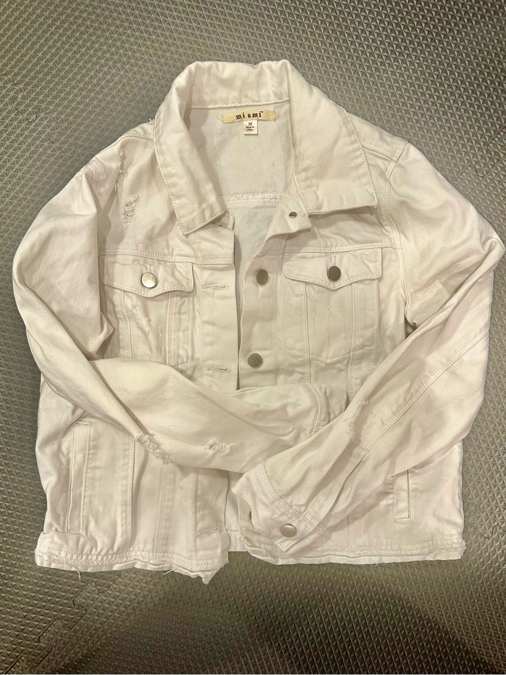 Women’s miami White Denim Jacket with Snap Buttons
